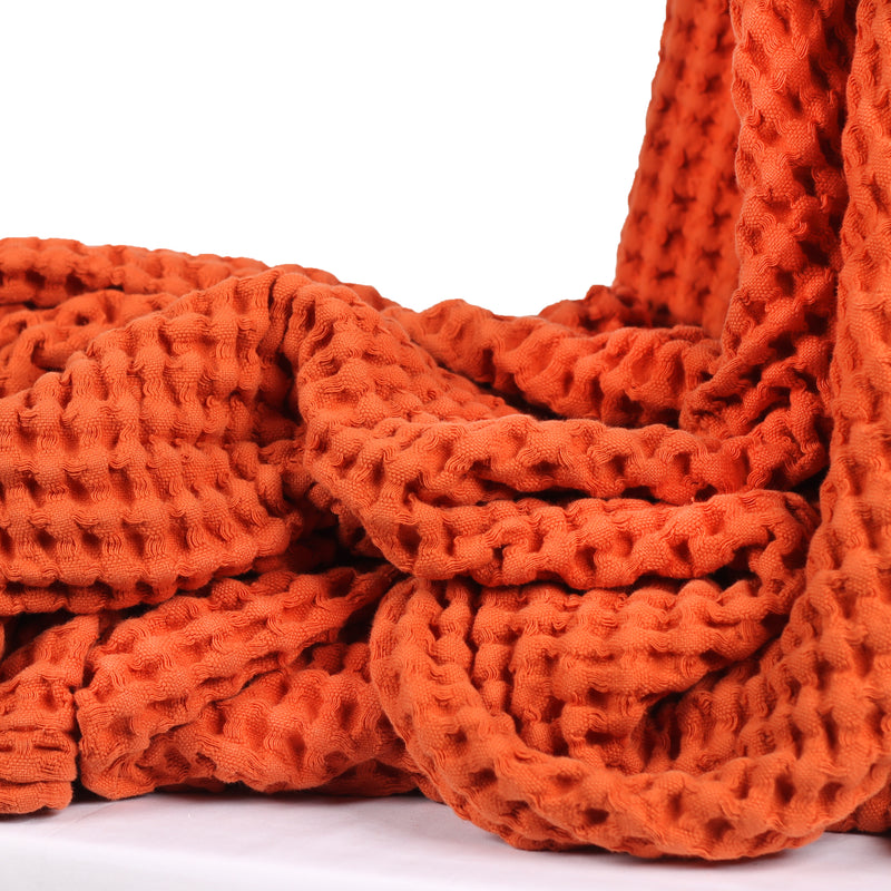 Egyptian Cotton Waffle Throw – Lightweight & Elegant