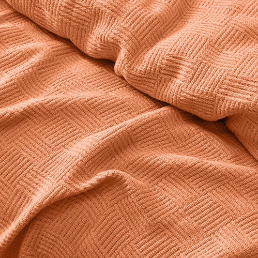 Egyptian Cotton Leno Throw (Apricot)