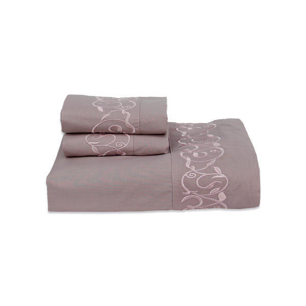 200 TC Isabela – Embroidered Egyptian Cotton Bed Sheets – 3 pcs, Stylish & Soft