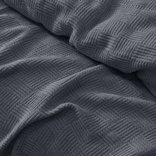 Egyptian Cotton Leno Throw (Dark Gray)