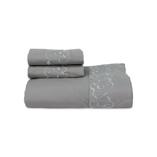200 TC Isabela – Embroidered Egyptian Cotton Bed Sheets – 3 pcs, Stylish & Soft