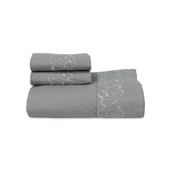 200 TC Isabela – Embroidered Egyptian Cotton Bed Sheets – 3 pcs, Stylish & Soft