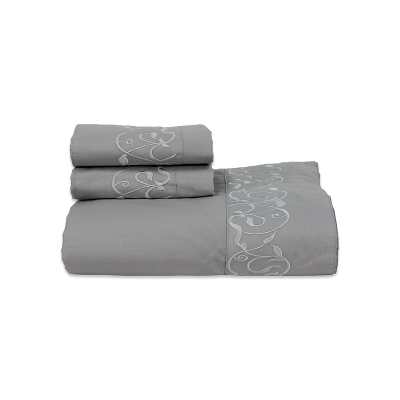 200 TC Isabela – Embroidered Egyptian Cotton Bed Sheets – 3 pcs, Stylish & Soft