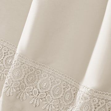 600 TC Giza 86 Egyptian Cotton -  Satin Lace Fitted Sheets – 3 pcs, Luxurious & Silky