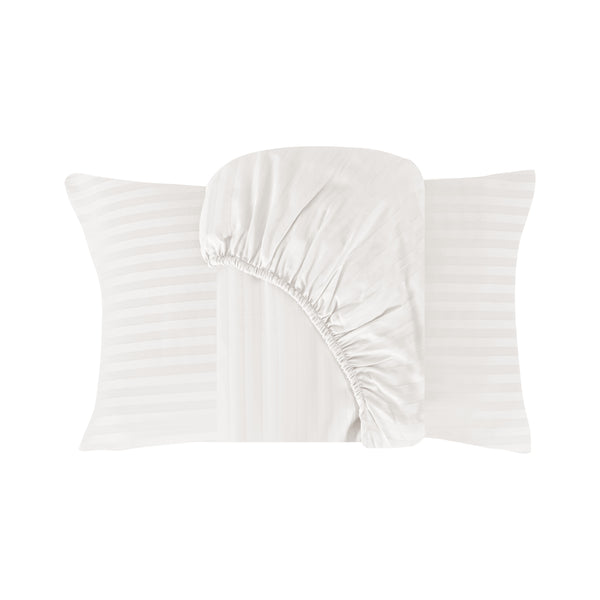 400 TC Giza 86 Egyptian Cotton Fitted Sheets with Satin Stripes – 3 pcs, Luxury Bedding