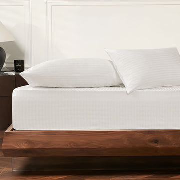 400 TC Giza 86 Egyptian Cotton Fitted Sheets with Satin Stripes – 3 pcs, Luxury Bedding