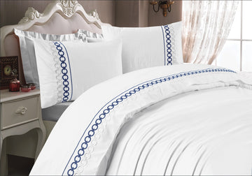 400 TC Embroidered Egyptian Cotton Sheets - Olivia  – 3 pcs, Elegant & Soft