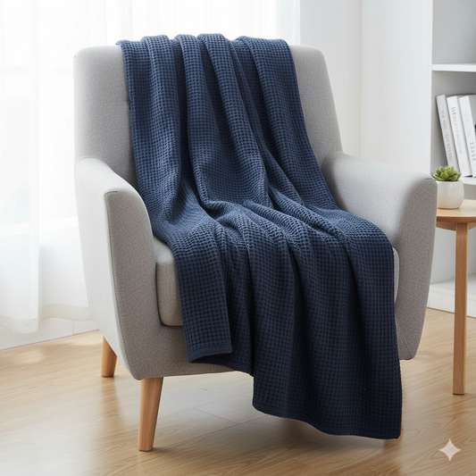 Egyptian Cotton Waffle Throw – Lightweight & Elegant