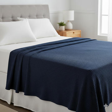 Egyptian Cotton Waffle Throw – Lightweight & Elegant