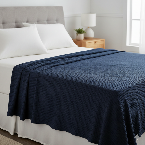 Egyptian Cotton Waffle Throw – Lightweight & Elegant